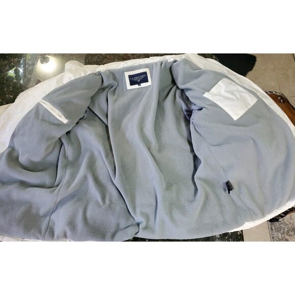 Vtg U.S. Polo Assn. Men's Rare Puffer Coat 2XL Ivory Fleece 4 Pockets 2 Zip - Picture 8 of 16